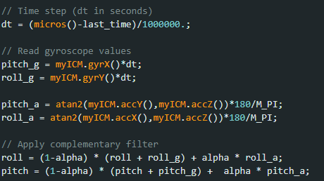Gyroscope Roll vs Accelerometer Roll